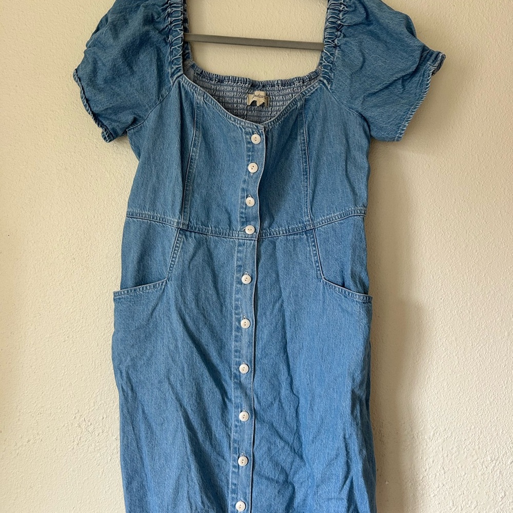 Madewell Light Blue Denim Button-Front Midi Dress